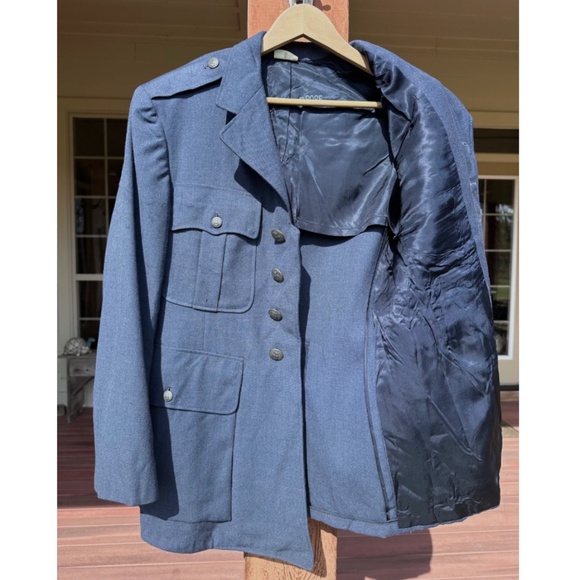 Vintage 1969 Mid Century Military Dark Blue Utility Coat • Silver Buttons - S/M - Picture 7 of 10